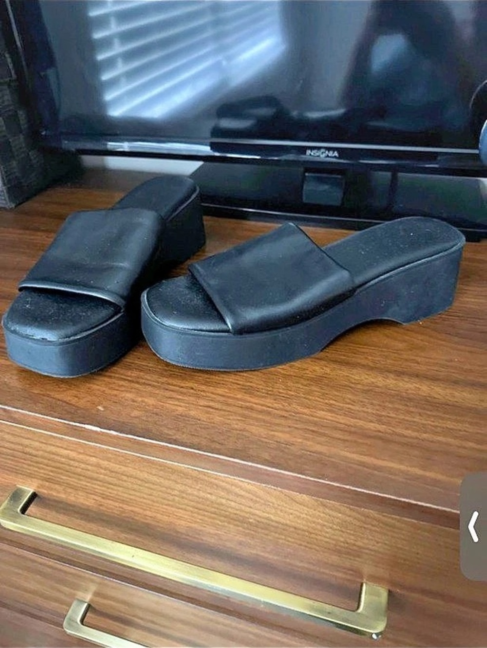 Black Wedge Sandals